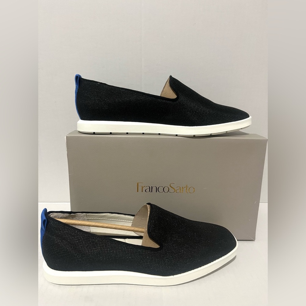 Franco Sarto Black and Blue Slip-On Loafers